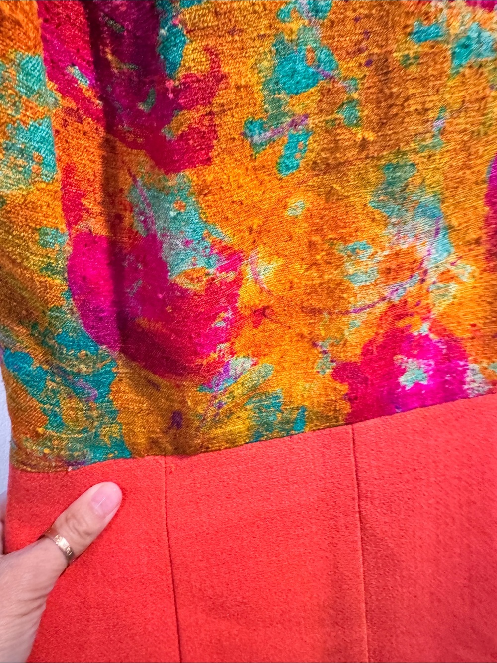 Vintage Orange Red Floral Mini Dress - Picture 2 of 4
